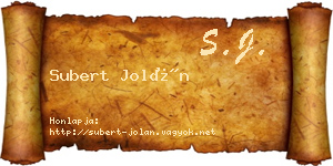 Subert Jolán névjegykártya